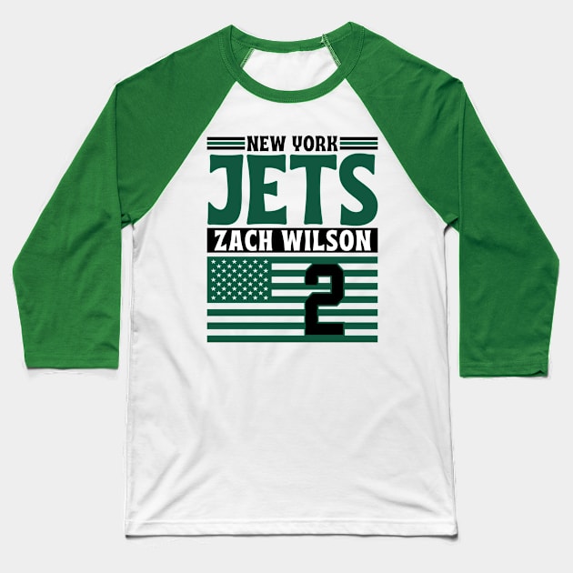 New York Jets Wilson 2 American Flag Football Baseball T-Shirt by Astronaut.co